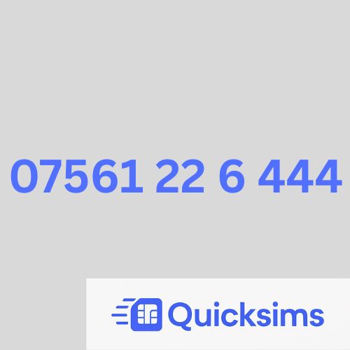O2 sim card with VIP Memorable Mobile Number 07561 22 6 444 with zero credit which once topped up can be ported to other providers
