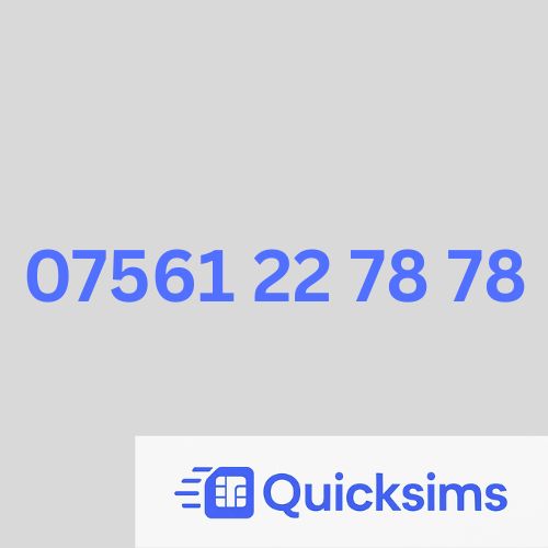 O2 sim card with VIP Memorable Mobile Number 07561 22 78 78 with zero credit which once topped up can be ported to other providers