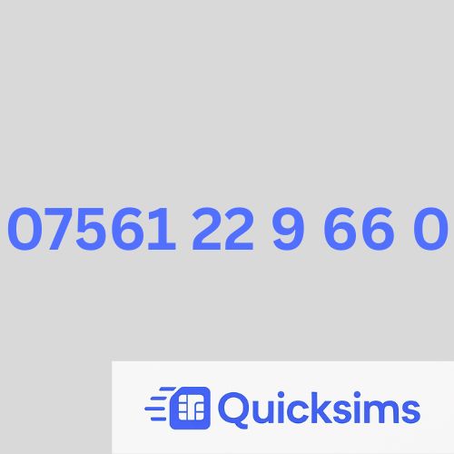O2 sim card with VIP Memorable Mobile Number 07561 22 9 66 0 with zero credit which once topped up can be ported to other providers
