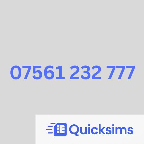 O2 sim card with VIP Memorable Mobile Number 07561 232 777 with zero credit which once topped up can be ported to other providers