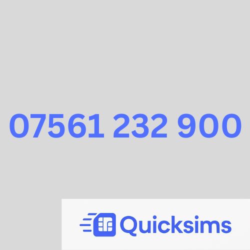 O2 sim card with VIP Memorable Mobile Number 07561 232 900 with zero credit which once topped up can be ported to other providers