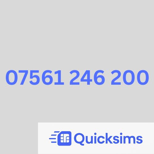 O2 sim card with VIP Memorable Mobile Number 07561 246 200 with zero credit which once topped up can be ported to other providers