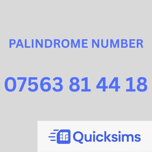O2 sim card with VIP Memorable Mobile Number 07563 81 44 18 PALINDROME with zero credit which once topped up can be ported to other providers