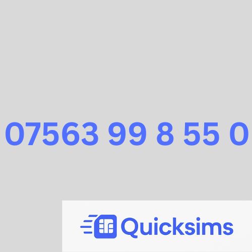 O2 sim card with VIP Memorable Mobile Number 07563 99 8 55 0 with zero credit which once topped up can be ported to other providers