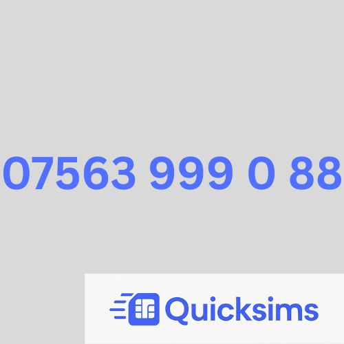 O2 sim card with VIP Memorable Mobile Number 07563 999 0 88 with zero credit which once topped up can be ported to other providers
