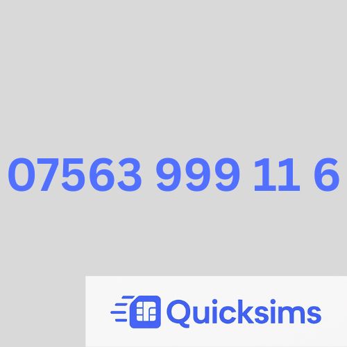 O2 sim card with VIP Memorable Mobile Number 07563 999 11 6 with zero credit which once topped up can be ported to other providers