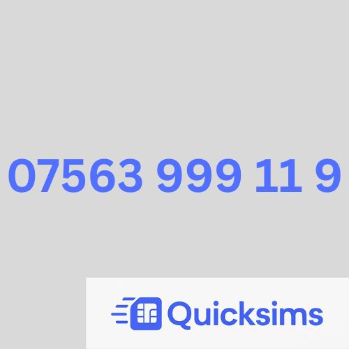 O2 sim card with VIP Memorable Mobile Number 07563 999 11 9 with zero credit which once topped up can be ported to other providers