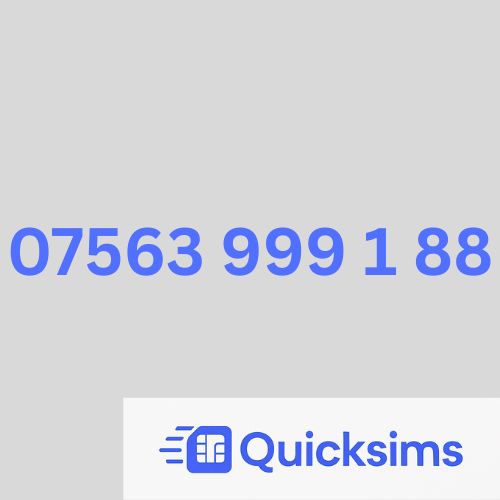 O2 sim card with VIP Memorable Mobile Number 07563 999 1 88 with zero credit which once topped up can be ported to other providers