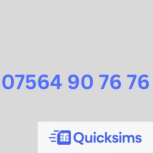 O2 sim card with VIP Memorable Mobile Number 07564 90 76 76 with zero credit which once topped up can be ported to other providers