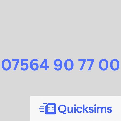 O2 sim card with VIP Memorable Mobile Number 07564 90 77 00 with zero credit which once topped up can be ported to other providers