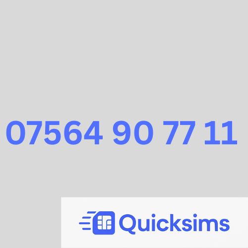 O2 sim card with VIP Memorable Mobile Number 07564 90 77 11 with zero credit which once topped up can be ported to other providers
