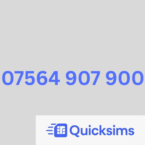 O2 sim card with VIP Memorable Mobile Number 07564 907 900 with zero credit which once topped up can be ported to other providers