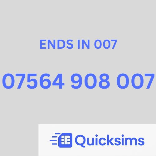 O2 sim card with VIP Memorable Mobile Number 07564 908 007 JAMES BOND ASTON MARTIN with zero credit which once topped up can be ported to other providers