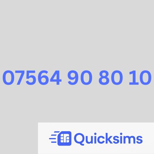 O2 sim card with VIP Memorable Mobile Number 07564 90 80 10 with zero credit which once topped up can be ported to other providers