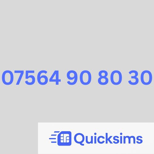 O2 sim card with VIP Memorable Mobile Number 07564 90 80 30 with zero credit which once topped up can be ported to other providers