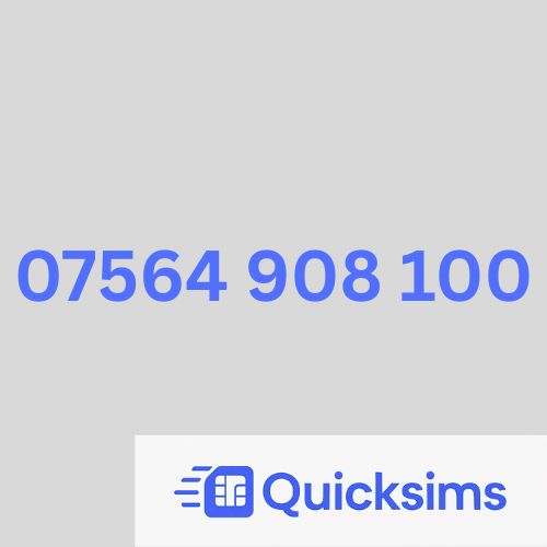 O2 sim card with VIP Memorable Mobile Number 07564 908 100 with zero credit which once topped up can be ported to other providers