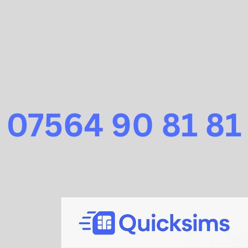 O2 sim card with VIP Memorable Mobile Number 07564 90 81 81 with zero credit which once topped up can be ported to other providers