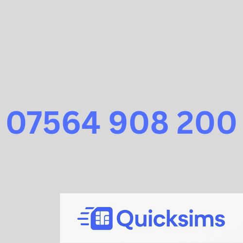 O2 sim card with VIP Memorable Mobile Number 07564 908 200 with zero credit which once topped up can be ported to other providers