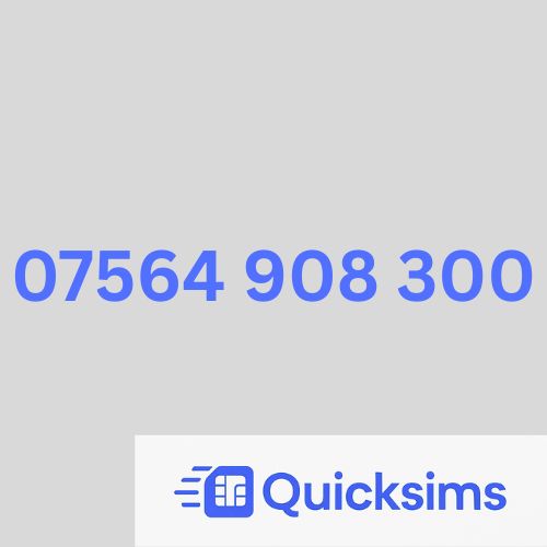 O2 sim card with VIP Memorable Mobile Number 07564 908 300 with zero credit which once topped up can be ported to other providers