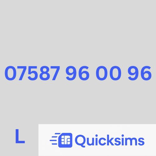 Lebara sim card with VIP Memorable Mobile Number 07587 96 00 96 with zero credit which once topped up can be ported to other providers
