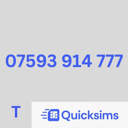 Tesco sim card with VIP Memorable Mobile Number 07593 914 777 with zero credit which once topped up can be ported to other providers