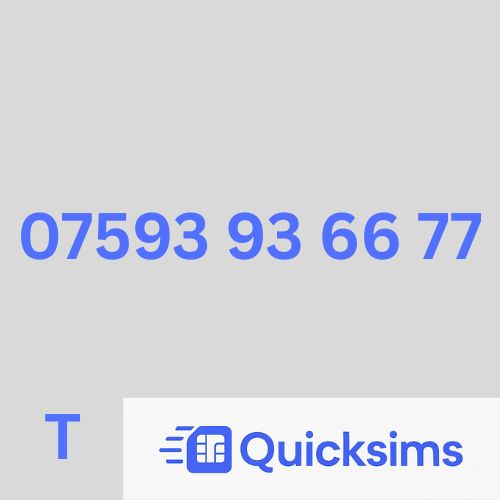 Tesco sim card with VIP Memorable Mobile Number 07593 93 66 77 with zero credit which once topped up can be ported to other providers