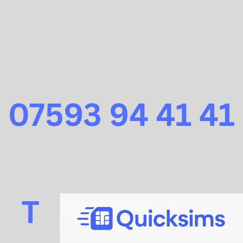 Tesco sim card with VIP Memorable Mobile Number 07593 94 41 41 with zero credit which once topped up can be ported to other providers