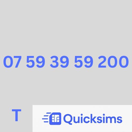 Tesco sim card with VIP Memorable Mobile Number 07 59 39 59 200 with zero credit which once topped up can be ported to other providers