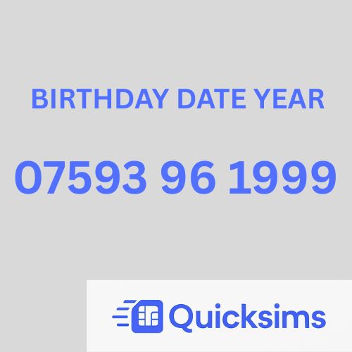 Tesco sim card with VIP Memorable Mobile Number 07593 96 1999 BIRTHDAY DATE YEAR 999 EMERGENCY with zero credit which once topped up can be ported to other providers