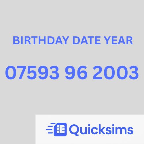 Tesco sim card with VIP Memorable Mobile Number 07593 96 2003 BIRTHDAY DATE YEAR with zero credit which once topped up can be ported to other providers