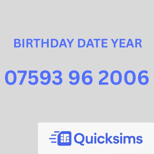 Tesco sim card with VIP Memorable Mobile Number 07593 96 2006 BIRTHDAY DATE YEAR with zero credit which once topped up can be ported to other providers