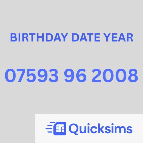 Tesco sim card with VIP Memorable Mobile Number 07593 96 2008 BIRTHDAY DATE YEAR with zero credit which once topped up can be ported to other providers