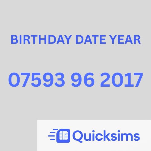 Tesco sim card with VIP Memorable Mobile Number 07593 96 2017 BIRTHDAY DATE YEAR with zero credit which once topped up can be ported to other providers
