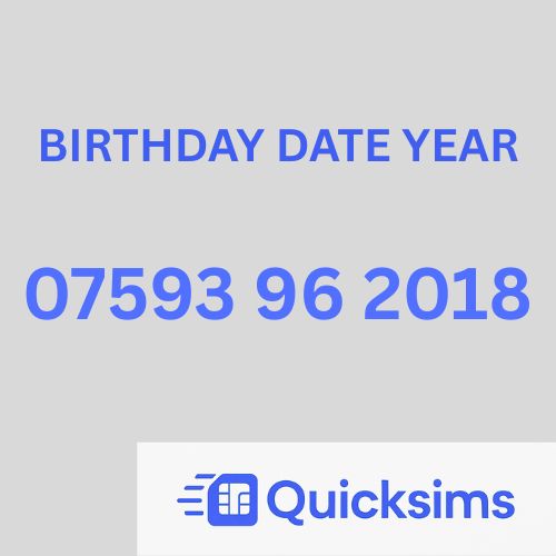 Tesco sim card with VIP Memorable Mobile Number 07593 96 2018 BIRTHDAY DATE YEAR with zero credit which once topped up can be ported to other providers
