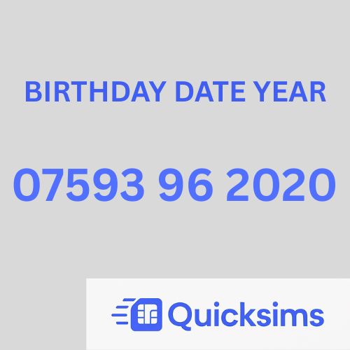 Tesco sim card with VIP Memorable Mobile Number 07593 96 2020 BIRTHDAY DATE YEAR with zero credit which once topped up can be ported to other providers