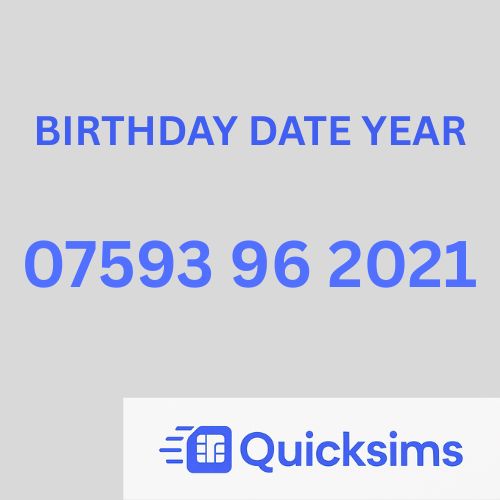 Tesco sim card with VIP Memorable Mobile Number 07593 96 2021 BIRTHDAY DATE YEAR with zero credit which once topped up can be ported to other providers