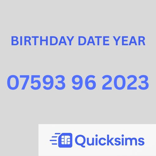 Tesco sim card with VIP Memorable Mobile Number 07593 96 2023 BIRTHDAY DATE YEAR with zero credit which once topped up can be ported to other providers