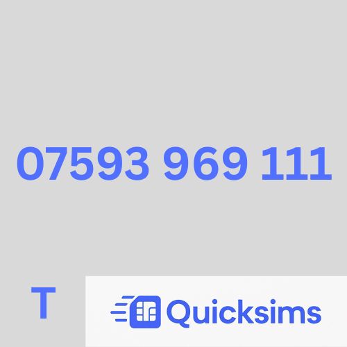 Tesco sim card with VIP Memorable Mobile Number 07593 969 111 with zero credit which once topped up can be ported to other providers