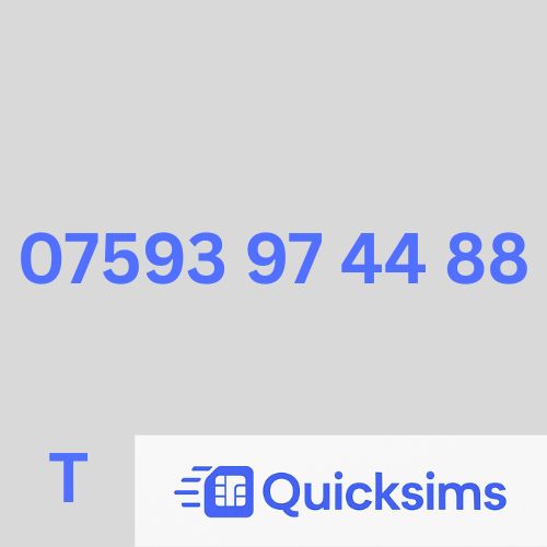 Tesco sim card with VIP Memorable Mobile Number 07593 97 44 88 with zero credit which once topped up can be ported to other providers