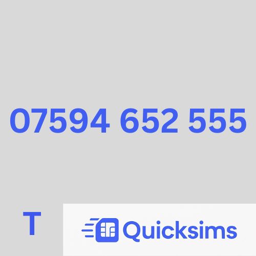 Tesco sim card with VIP Memorable Mobile Number 07594 652 555 with zero credit which once topped up can be ported to other providers