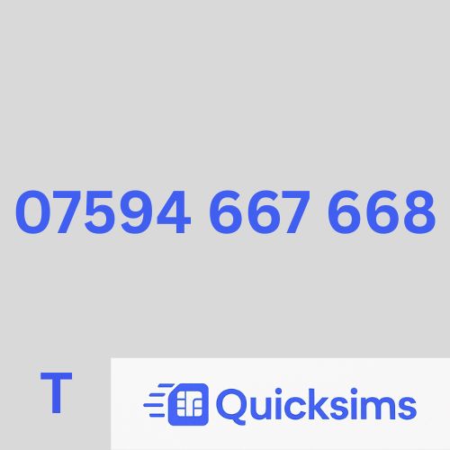Tesco sim card with VIP Memorable Mobile Number 07594 667 668 with zero credit which once topped up can be ported to other providers