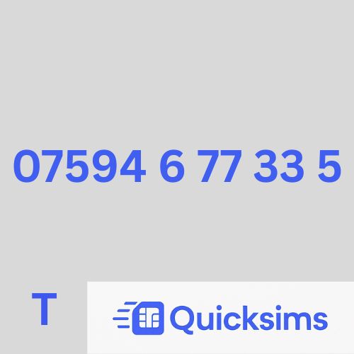 Tesco sim card with VIP Memorable Mobile Number 07594 6 77 33 5 with zero credit which once topped up can be ported to other providers