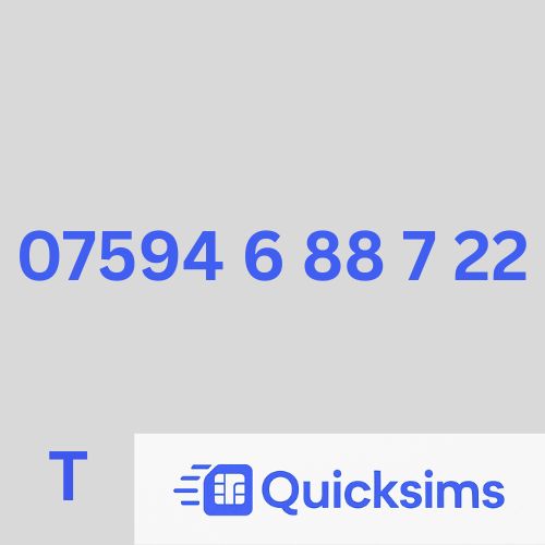 Tesco sim card with VIP Memorable Mobile Number 07594 6 88 7 22 with zero credit which once topped up can be ported to other providers
