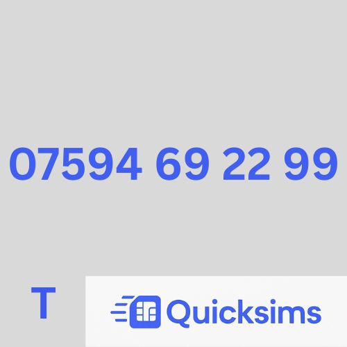 Tesco sim card with VIP Memorable Mobile Number 07594 69 22 99 with zero credit which once topped up can be ported to other providers