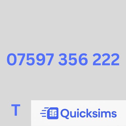 07597 356 222 Easy Memorable Gold VIP Number Sim Card UK Pay As You Go Tesco Mobile ZERO CREDIT Quicksims