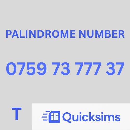 Tesco sim card with VIP Memorable Mobile Number 0759 73 777 37 PALINDROME with zero credit which once topped up can be ported to other providers