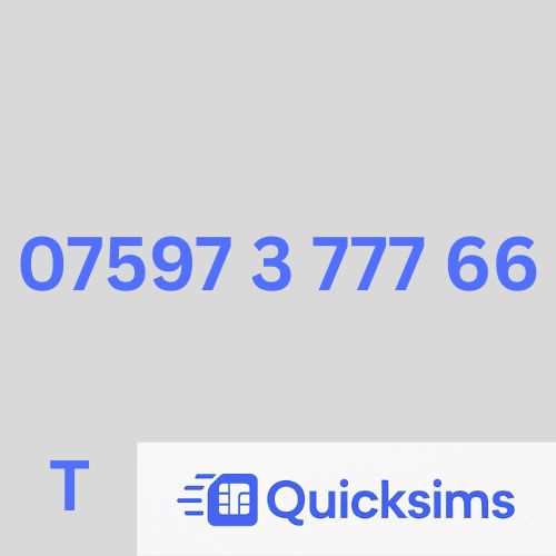 Tesco sim card with VIP Memorable Mobile Number 07597 3 777 66 with zero credit which once topped up can be ported to other providers