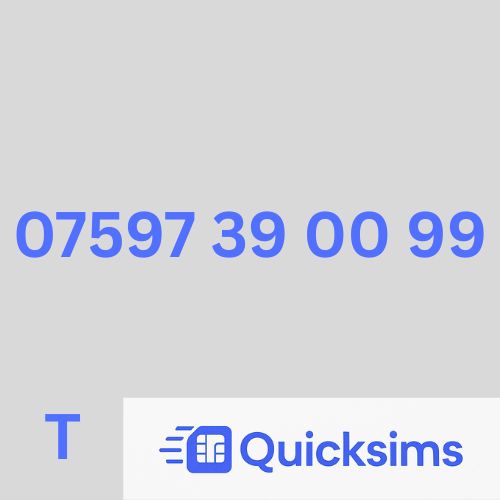 Tesco sim card with VIP Memorable Mobile Number 07597 39 00 99 with zero credit which once topped up can be ported to other providers