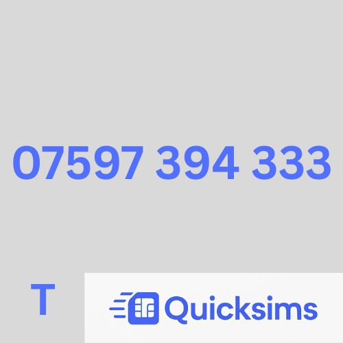 Tesco sim card with VIP Memorable Mobile Number 07597 394 333 with zero credit which once topped up can be ported to other providers