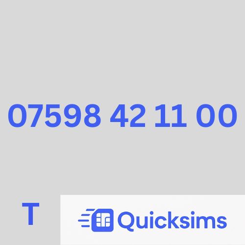 Tesco sim card with VIP Memorable Mobile Number 07598 42 11 00 with zero credit which once topped up can be ported to other providers